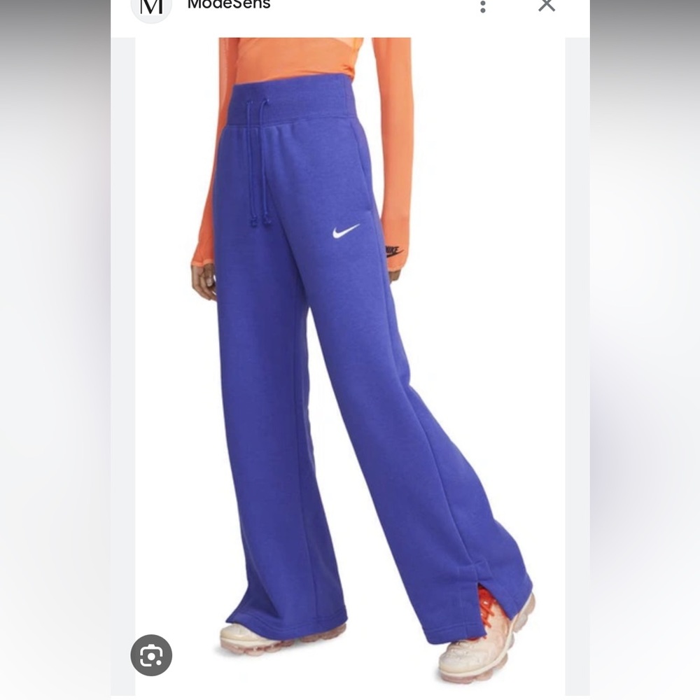 Purple Nike wide leg Phoenix pants fleece, high waisted wide waistband